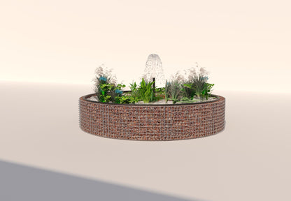Gabion bassin surélevé rond, diamètre extérieur 232 cm, hauteur 50 cm, mailles 5 x 5 cm, épaisseur de paroi 15 cm