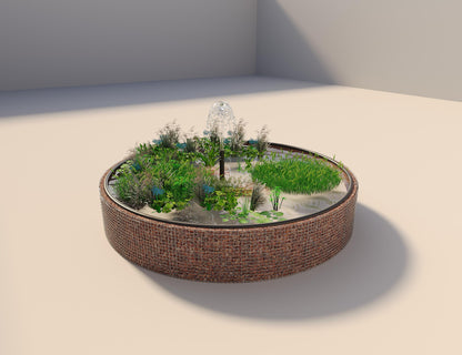 Gabion-hævedam rund, ydre diameter 472 cm, højde 80 cm, maskestørrelse 5 x 5 cm, vægtykkelse 15 cm